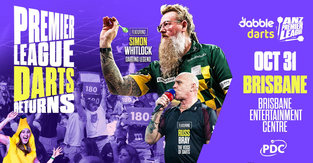 Dabble Darts ANZ Premier League on Sat 31 October 2026 | 7:00pm (time subject to change) BEC Event: Dabble Darts ANZ Premier League on Sat 31 October 2026 | 7:00pm (time subject to change)